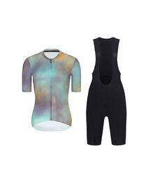 RIVANELLE Kurzarm Radtrikot und Shorts - COSMA - Schwarz/Lila/Gold